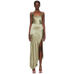 NWT BEC + BRIDGE Green Moon Dance Strapless Maxi Dress Bias Viscose Satin US 14